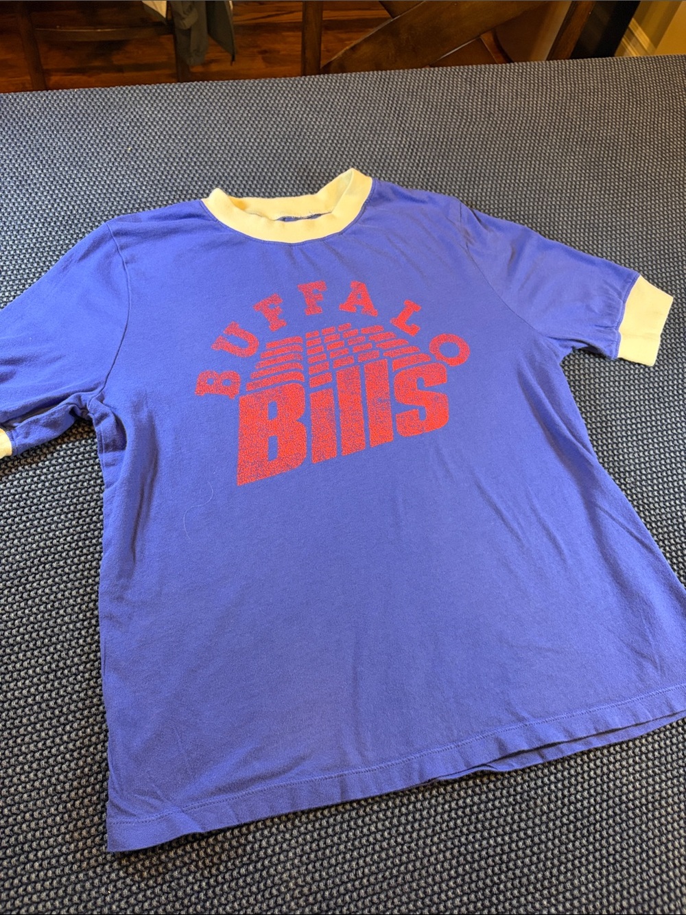 NY Buffalo Bills Junk Food Clothing Royal Blue white Ringer Tee Tshirt size med